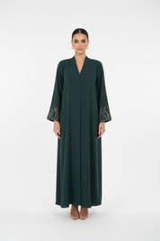 C 2137 Dark Green Beaded Abaya