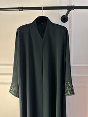 C 2137 Dark Green Beaded Abaya