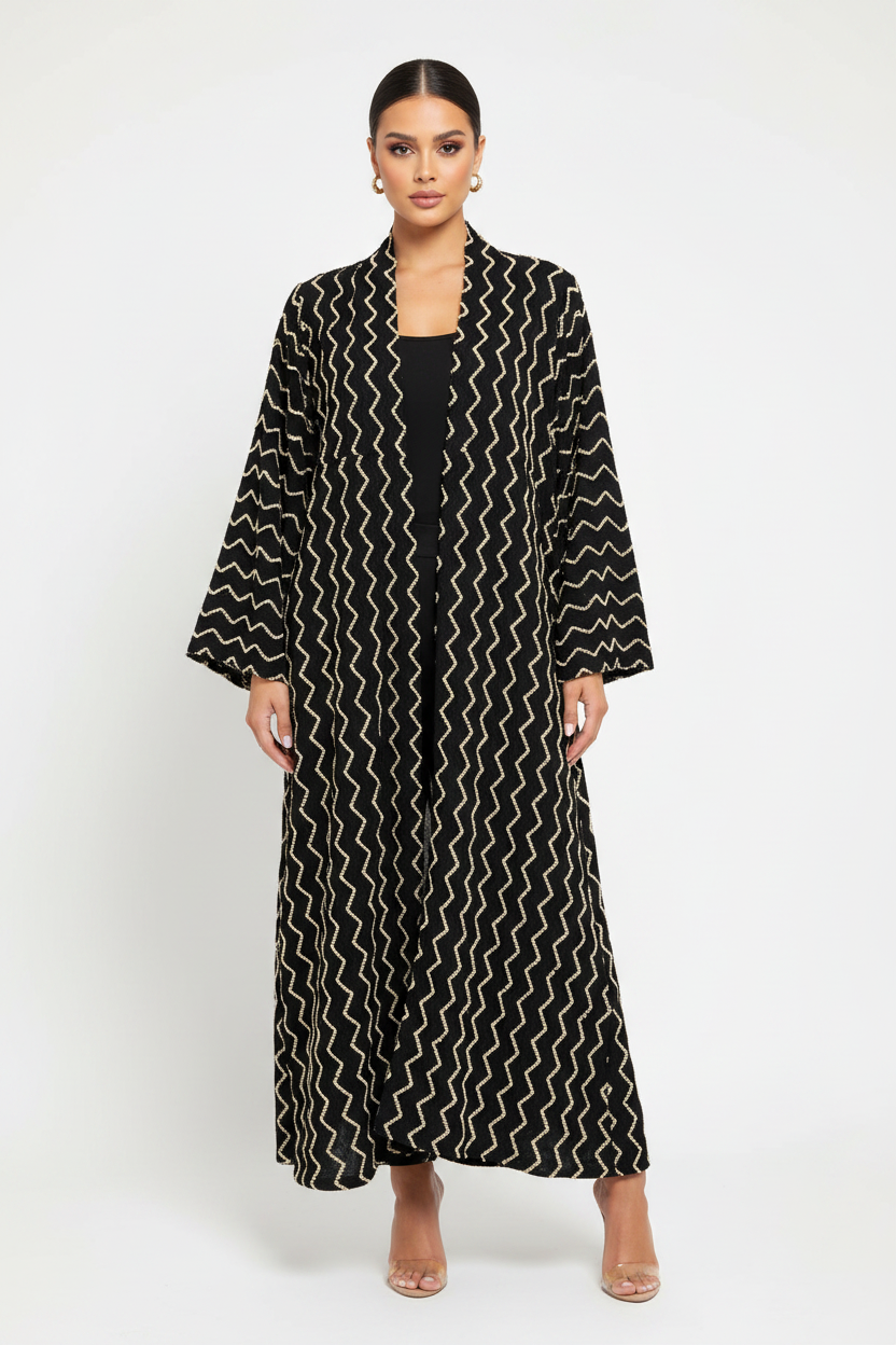 C 2138 Black Dantel Abaya