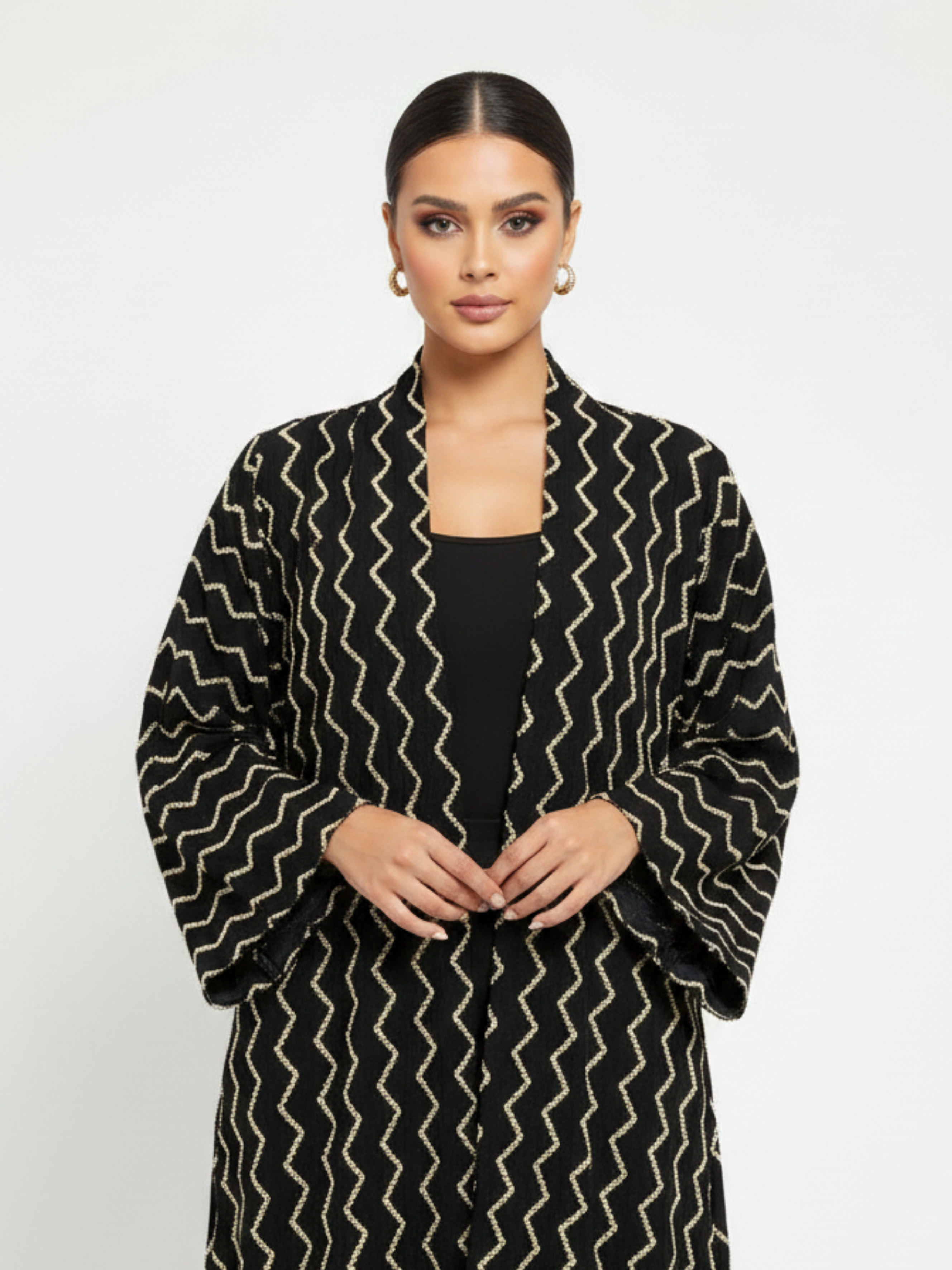 C 2138 Black Dantel Abaya