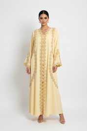 C 2142-01 Yellow Crystal Lace Abaya