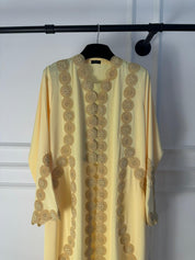 C 2142-01 Yellow Crystal Lace Abaya