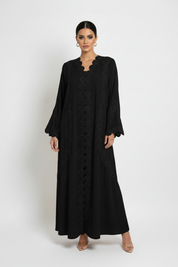 C 2142-02 Black Crystal Lace Abaya