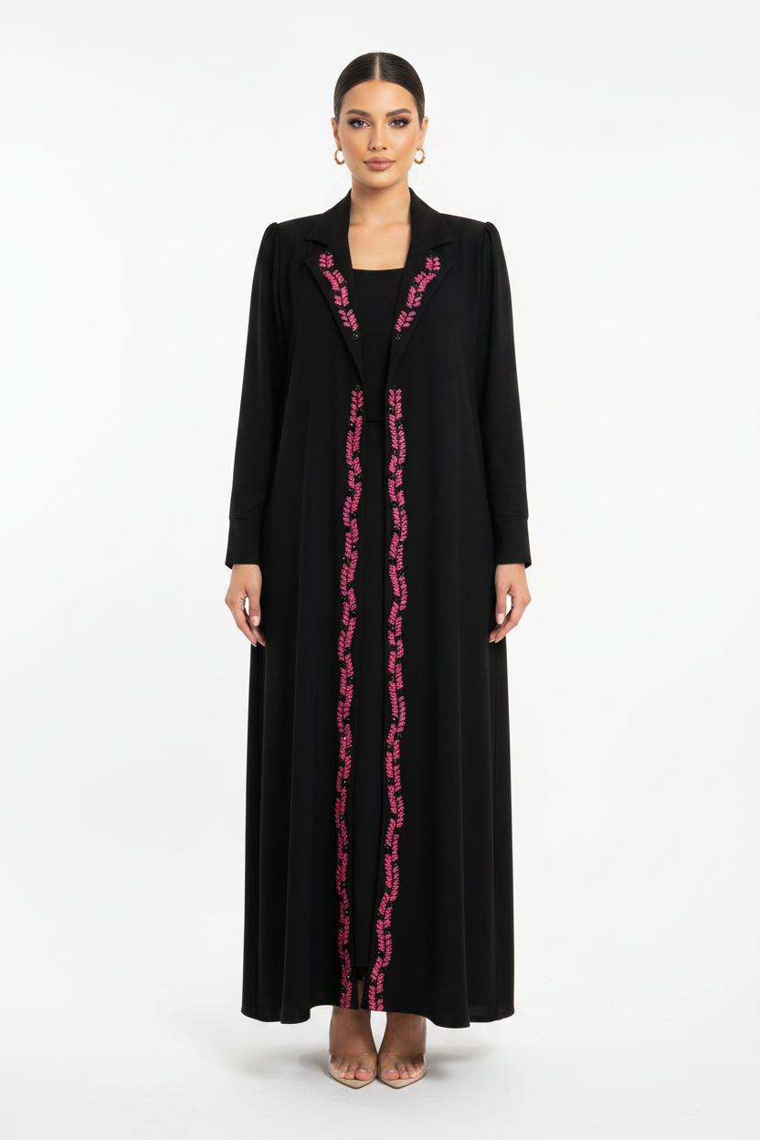 C 2143 Black Embroidered Abaya