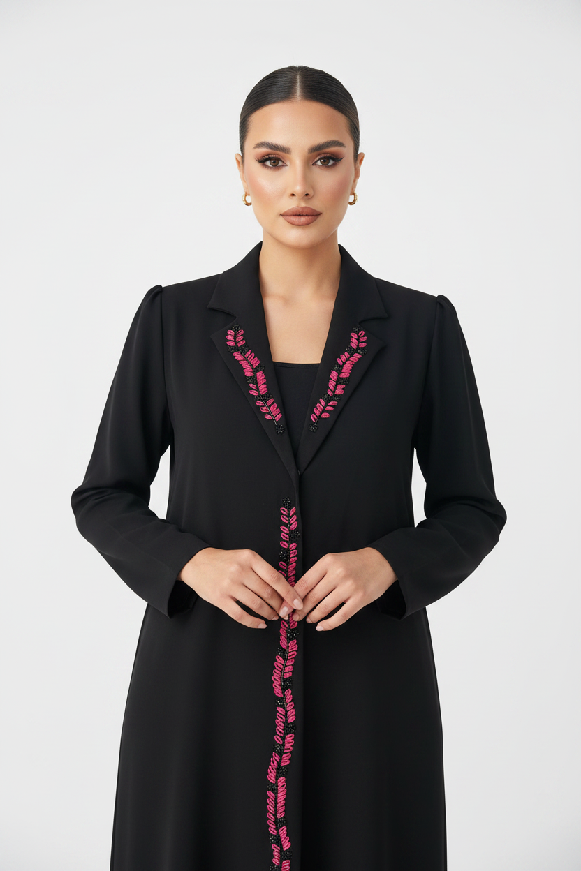 C 2143 Black Embroidered Abaya