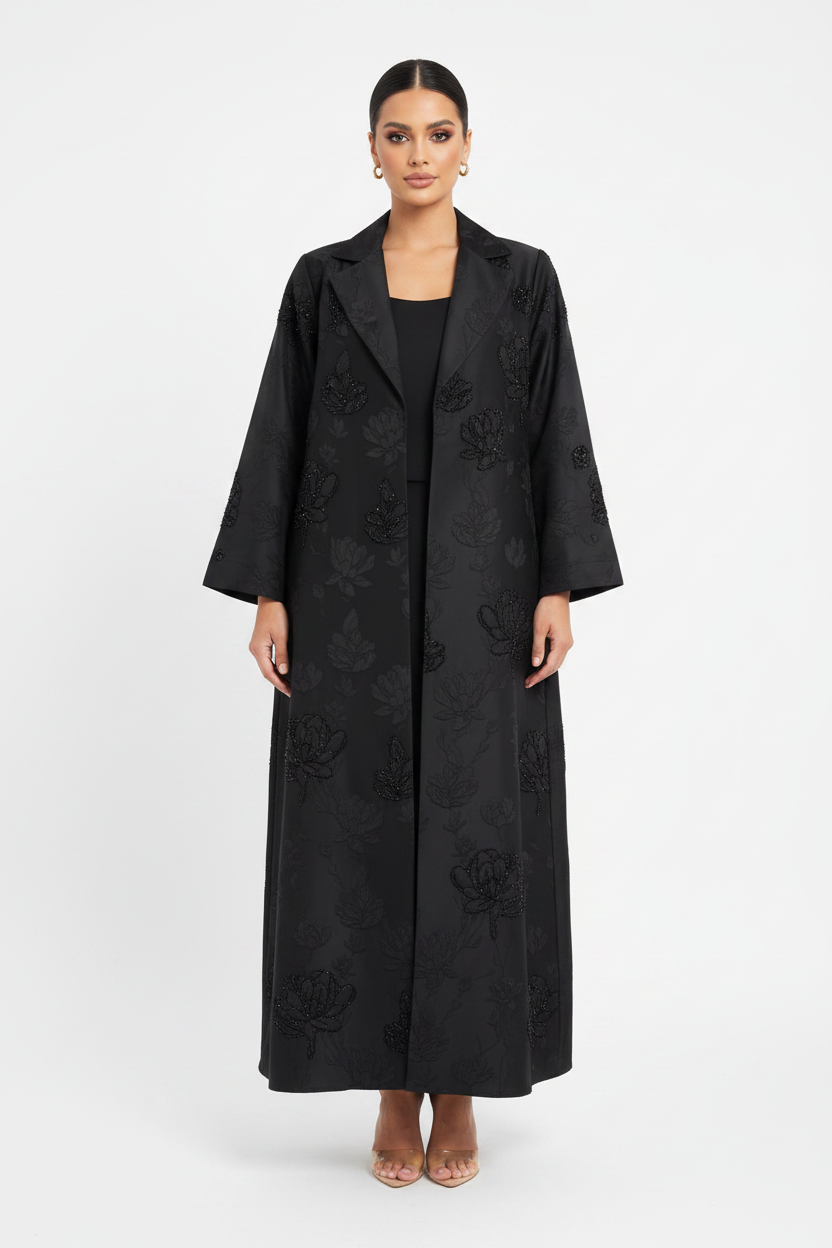 C 2144 Black Beaded Abaya