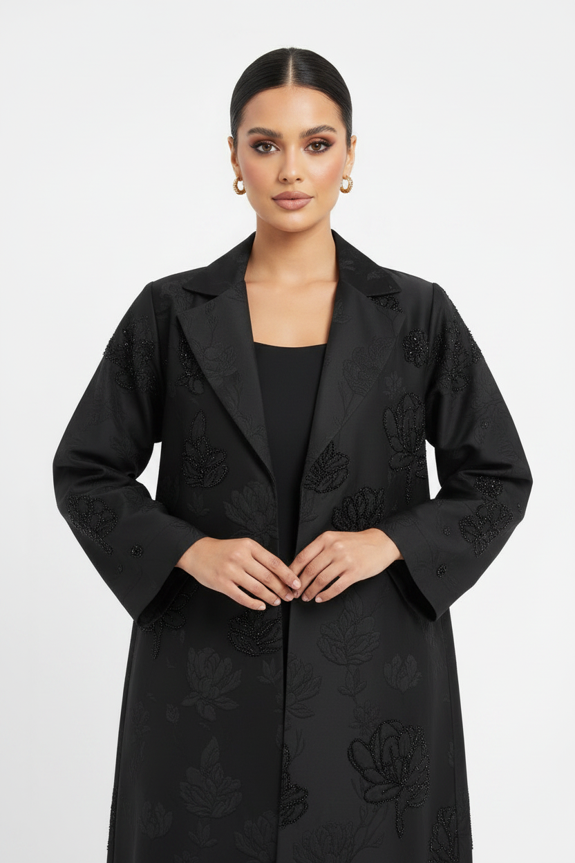 C 2144 Black Beaded Abaya