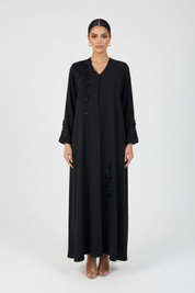 C 2145 Black Beaded Abaya
