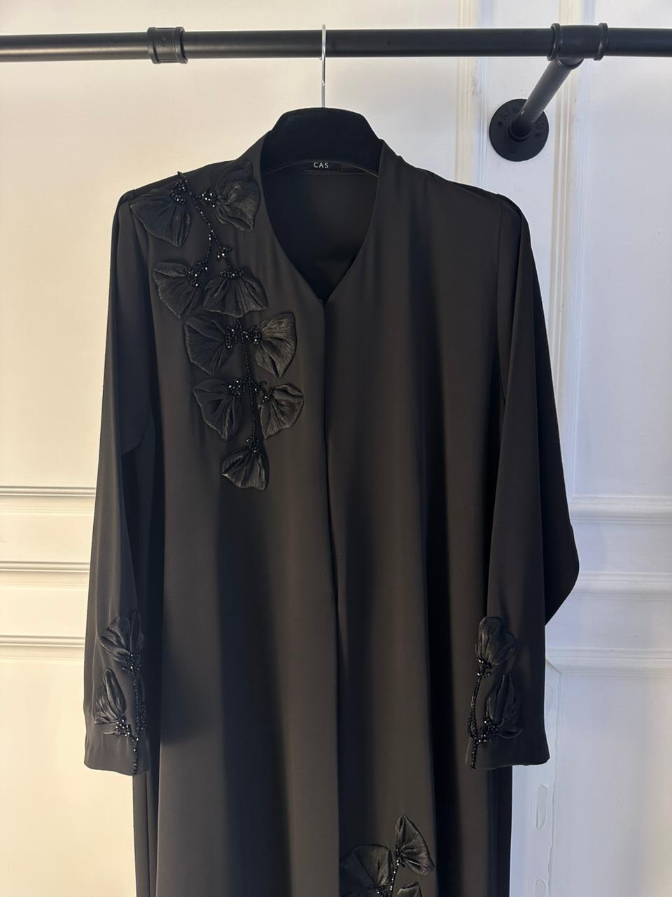 C 2145 Black Beaded Abaya