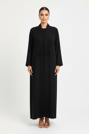 C 2146 Black Butterfly Beaded Abaya