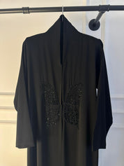 C 2146 Black Butterfly Beaded Abaya