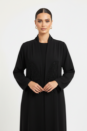 C 2146 Black Butterfly Beaded Abaya