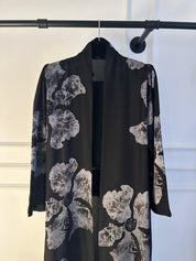 C 2149-01 Black Floral Printed Abaya