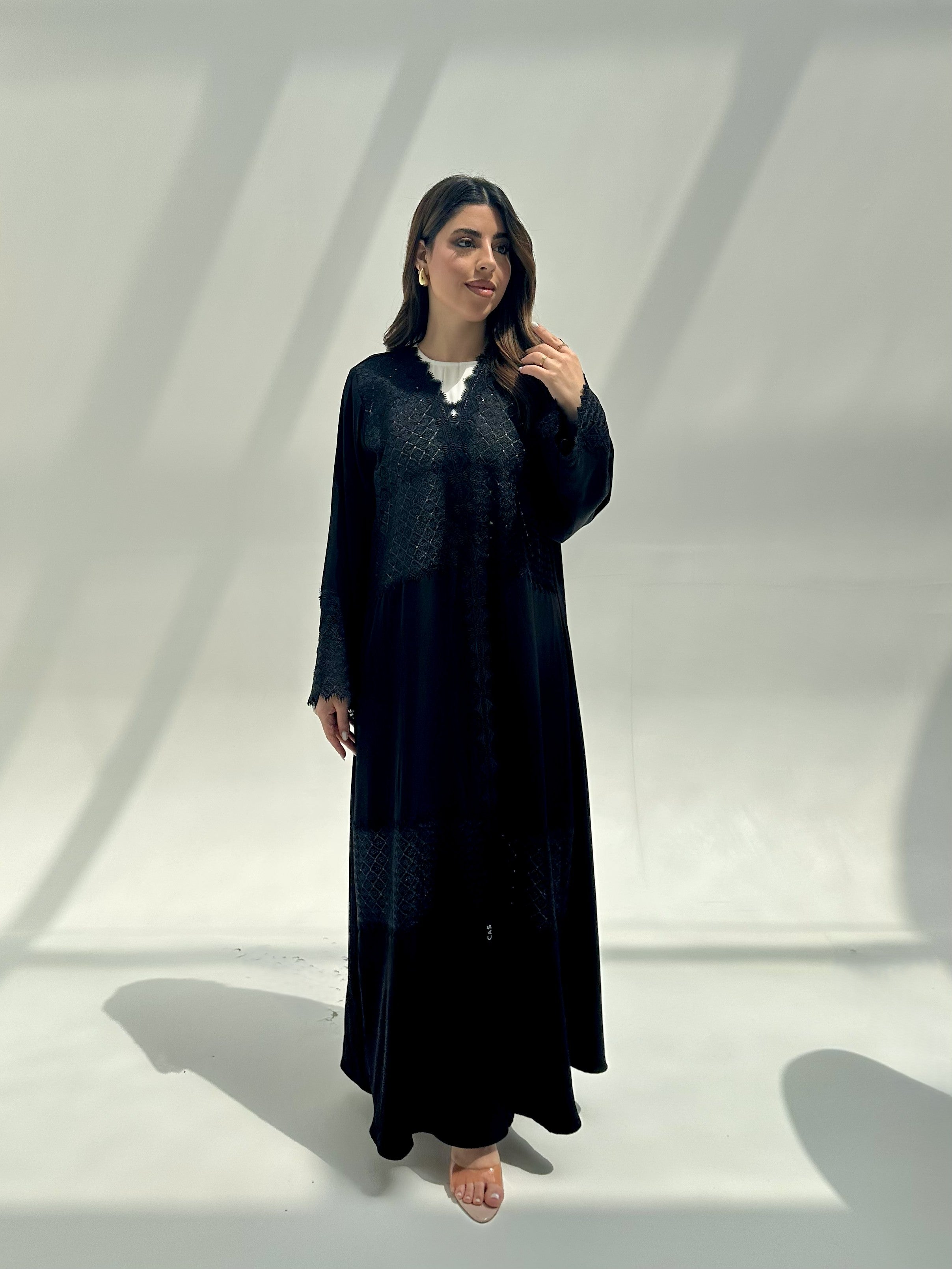 C 2151 Black Crystal Lace Abaya