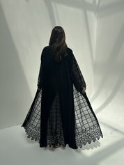 C 2152 Black Crystal Lace Abaya