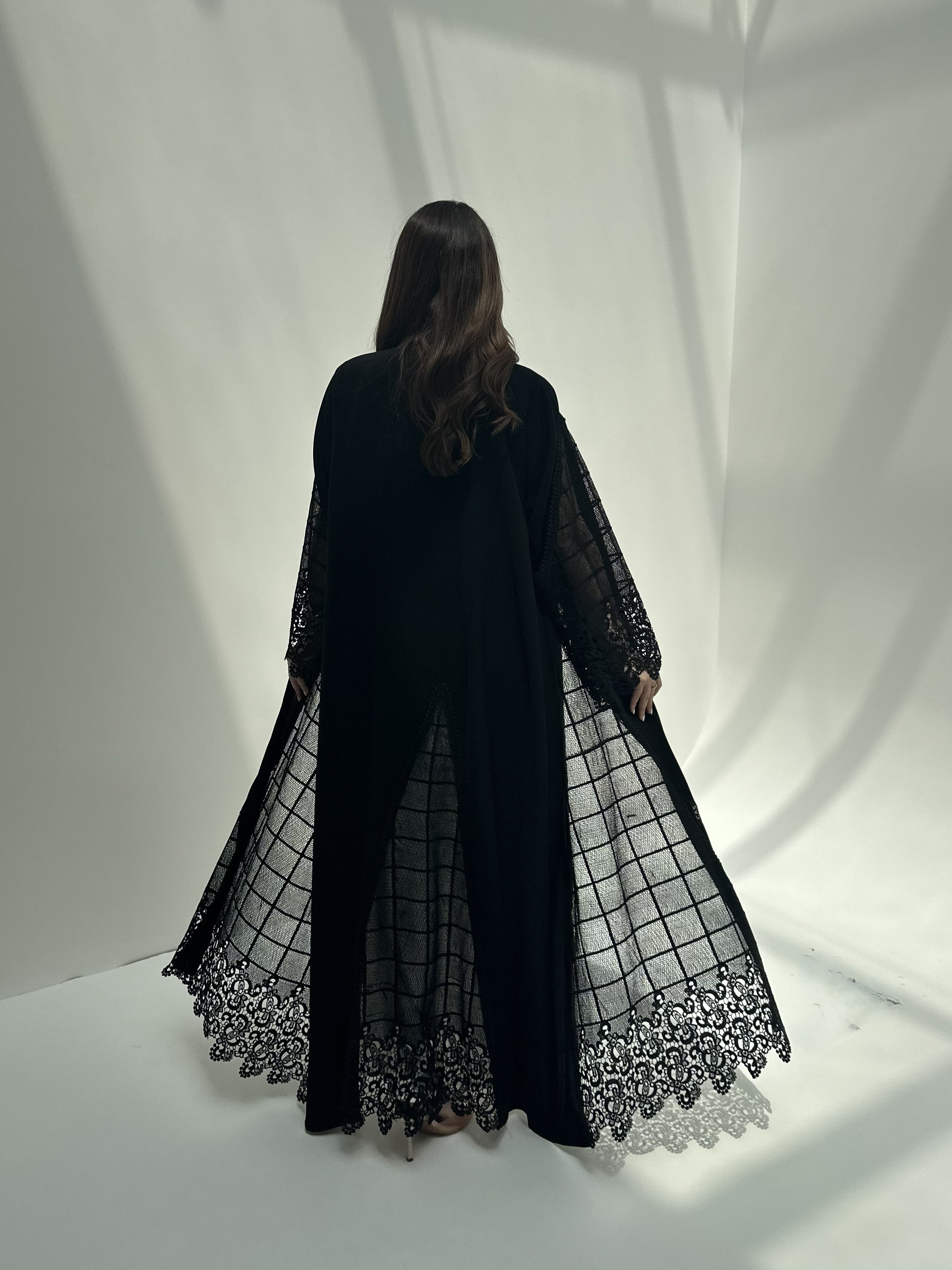 C 2152 Black Crystal Lace Abaya