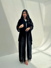 C 2152 Black Crystal Lace Abaya