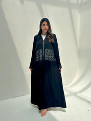 C 2153 Black Floral Lace Abaya