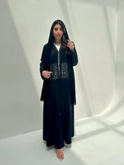 C 2153 Black Floral Lace Abaya