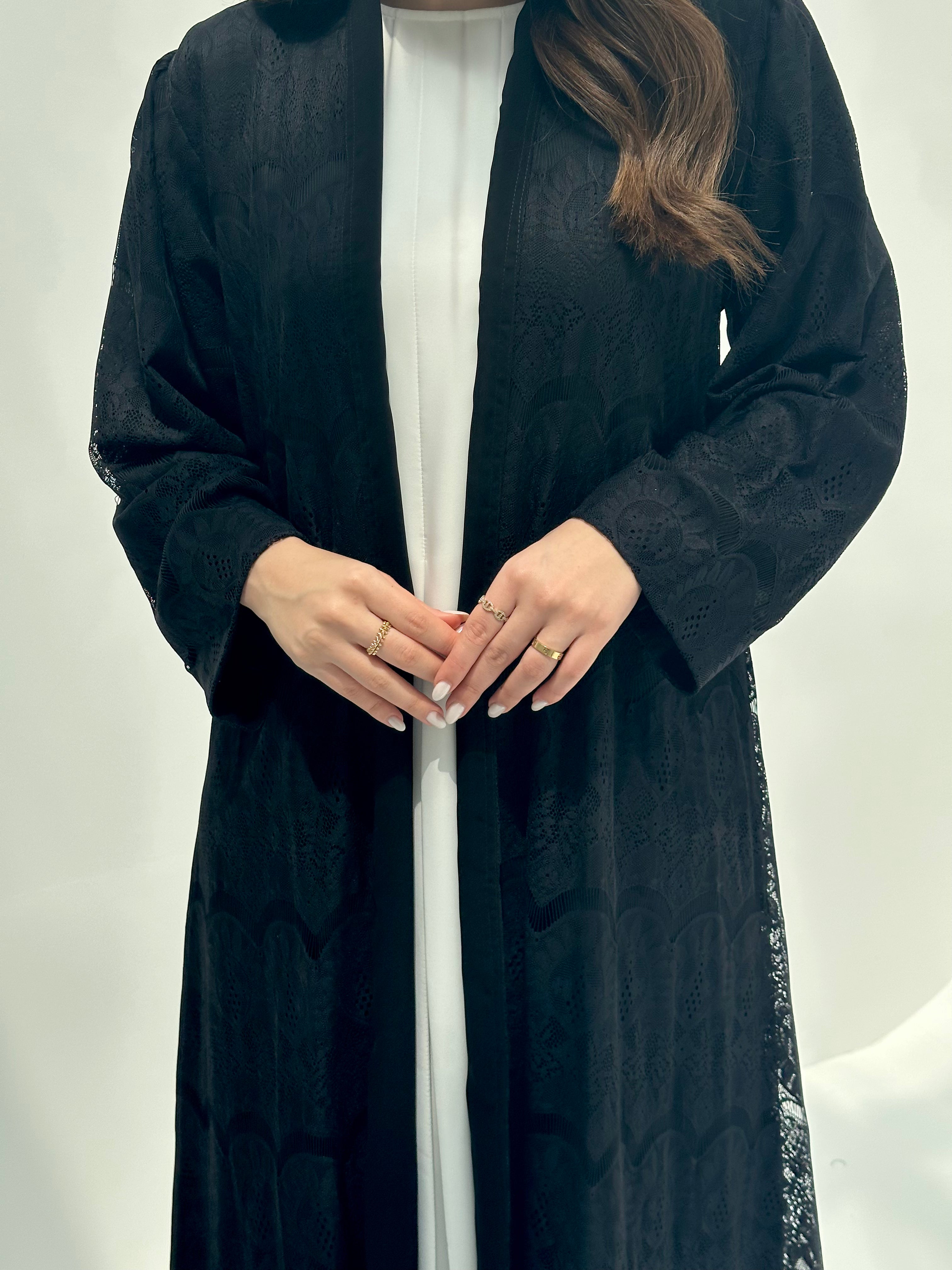 C 2154 Black Dantel Abaya