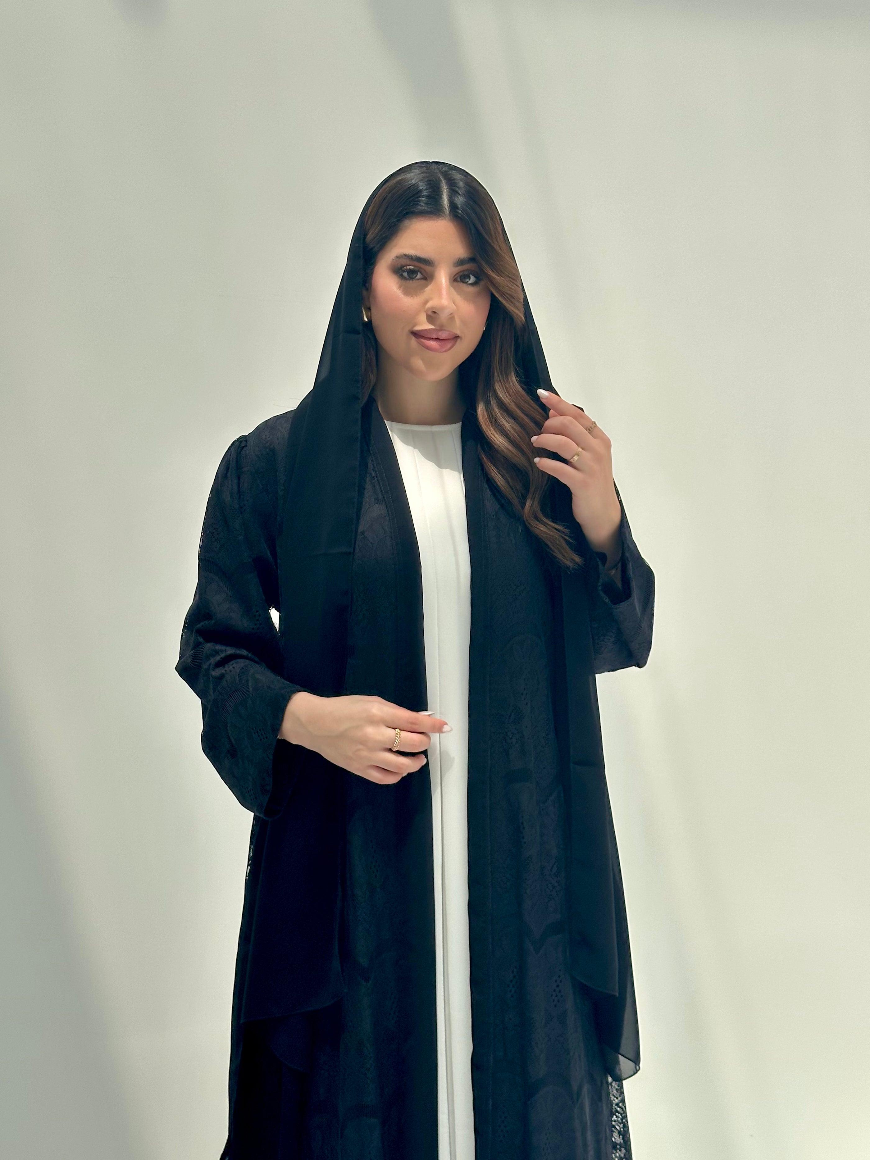 C 2154 Black Dantel Abaya