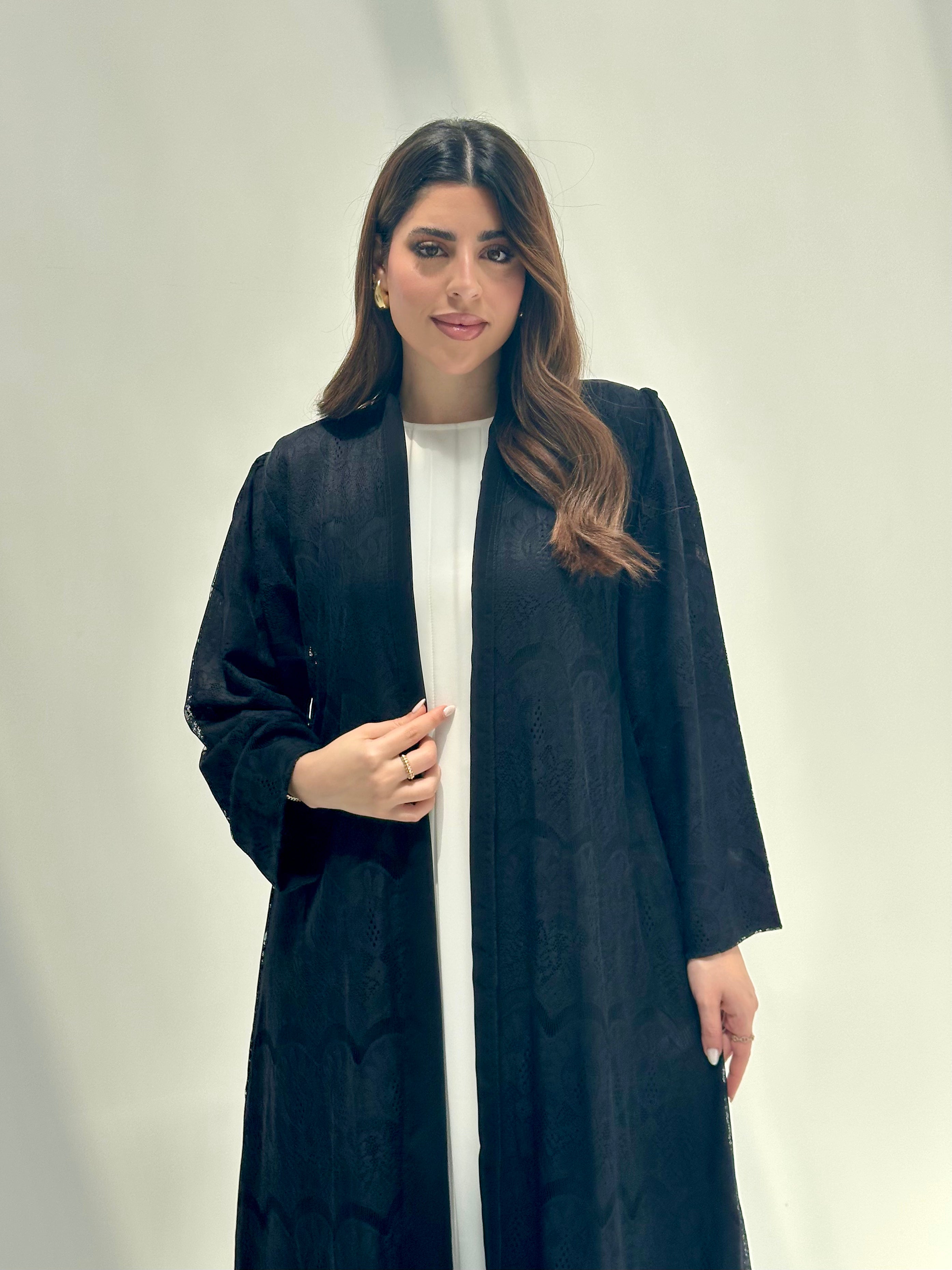 C 2154 Black Dantel Abaya