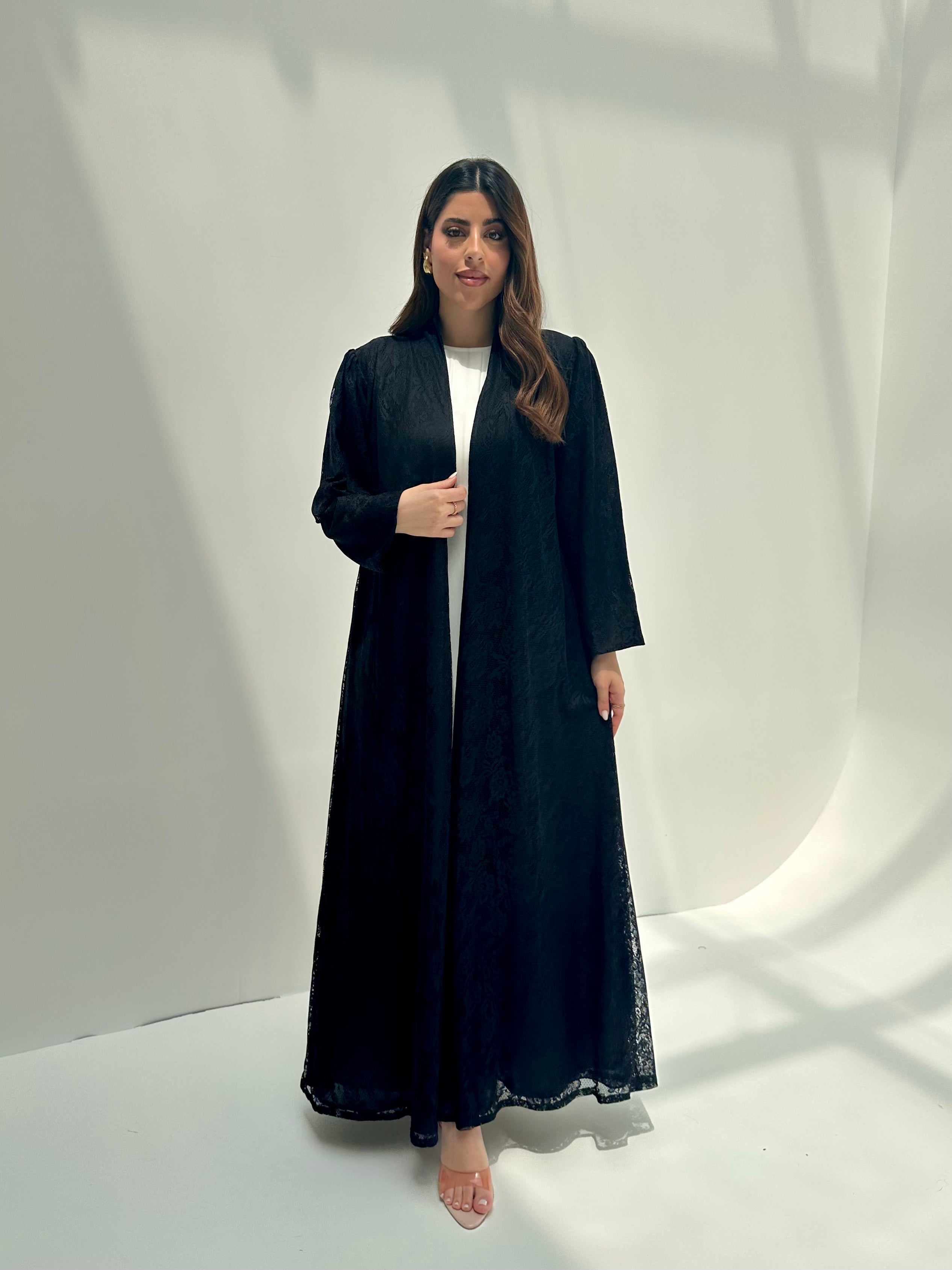 C 2155 Black Dantel Abaya