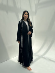 C 2157 Black Crystal Lace Abaya