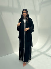 C 2157 Black Crystal Lace Abaya