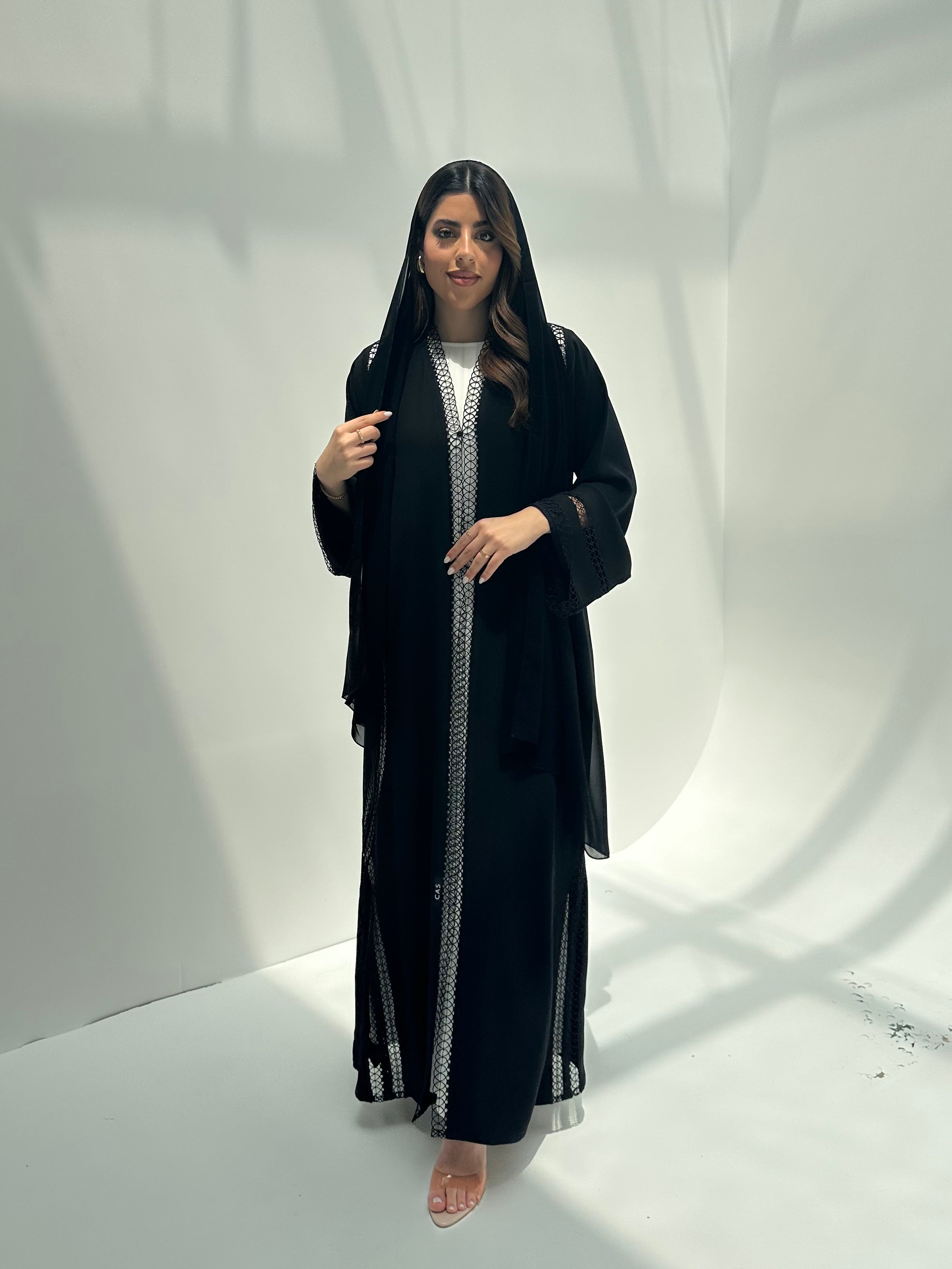 C 2157 Black Crystal Lace Abaya