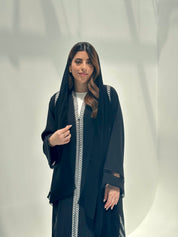 C 2157 Black Crystal Lace Abaya