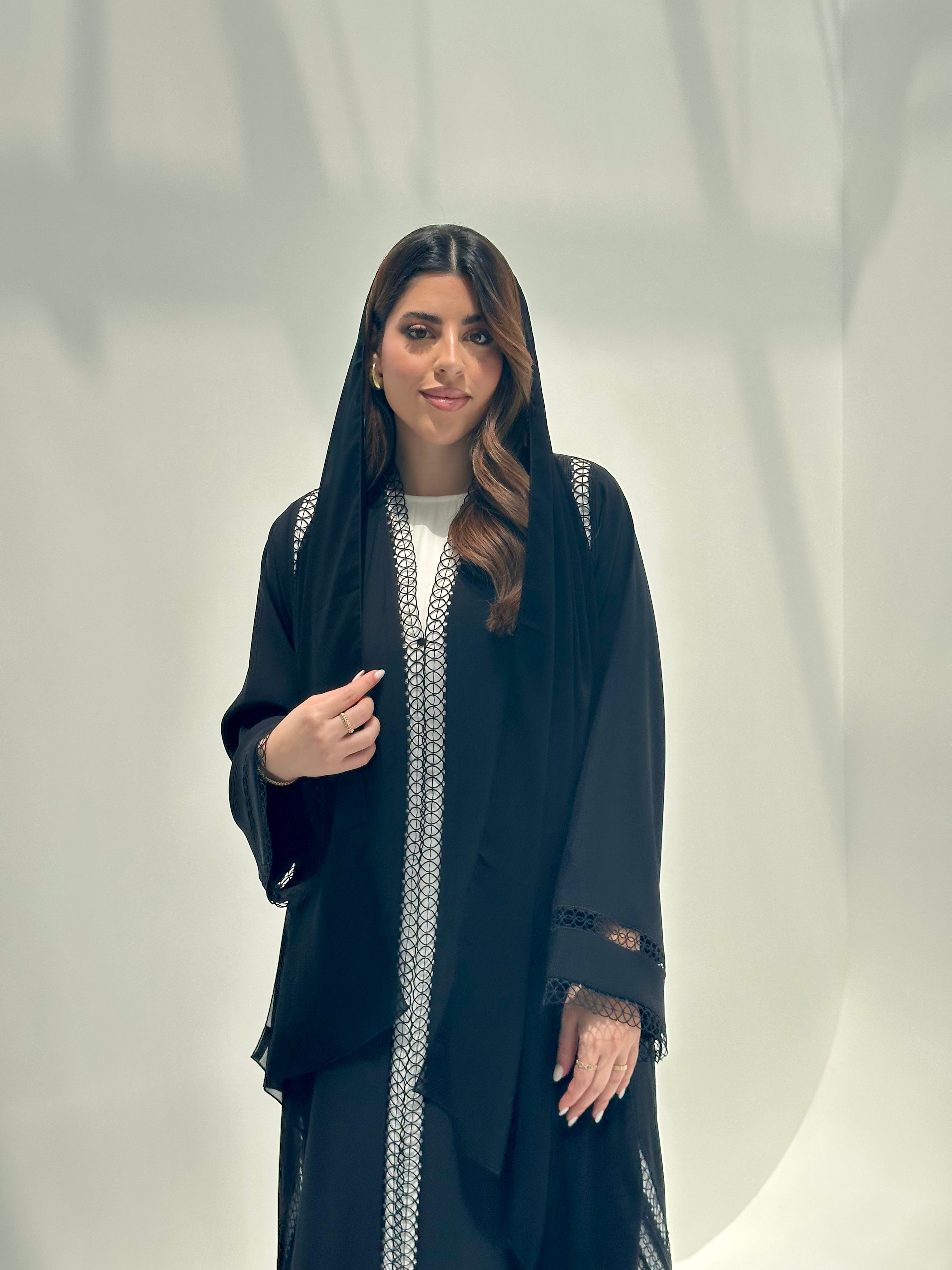 C 2157 Black Crystal Lace Abaya