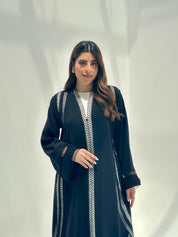 C 2157 Black Crystal Lace Abaya