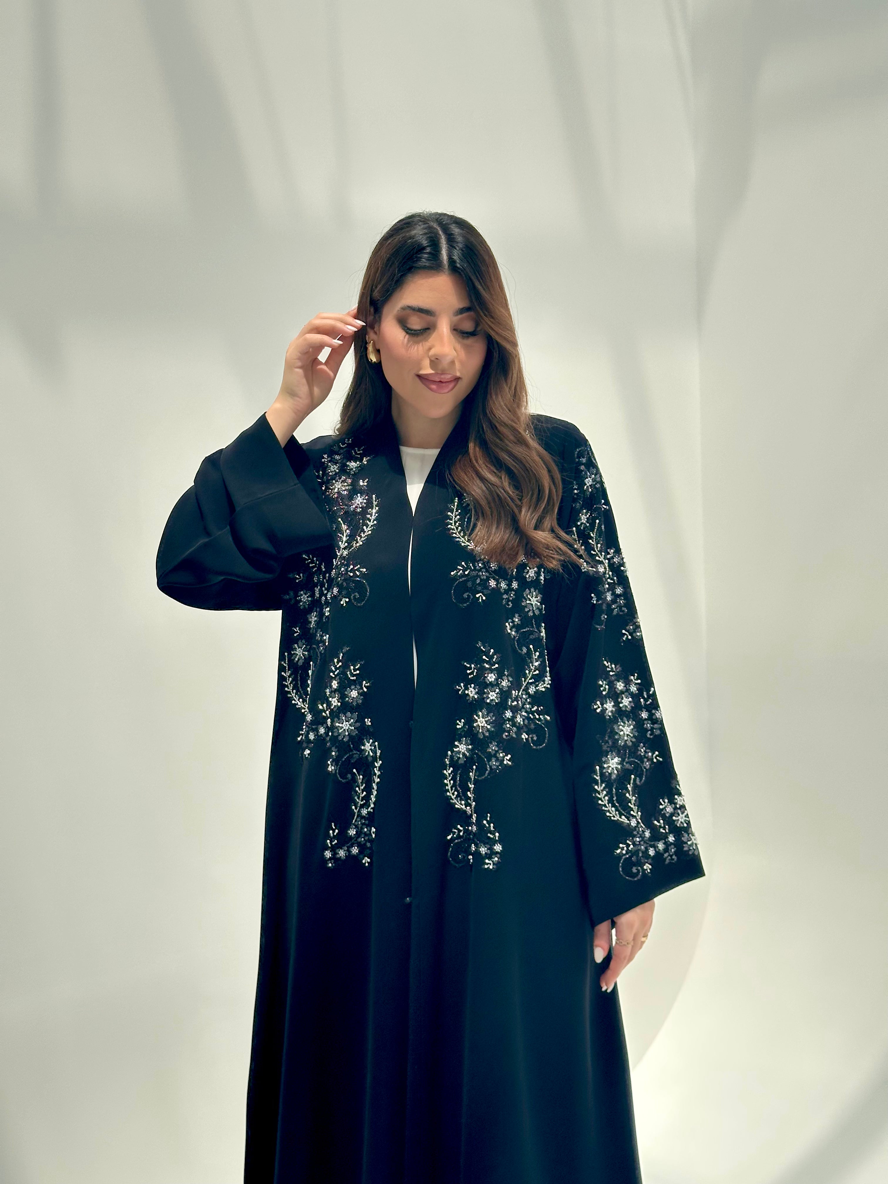 C 2158 Black Beaded Abaya