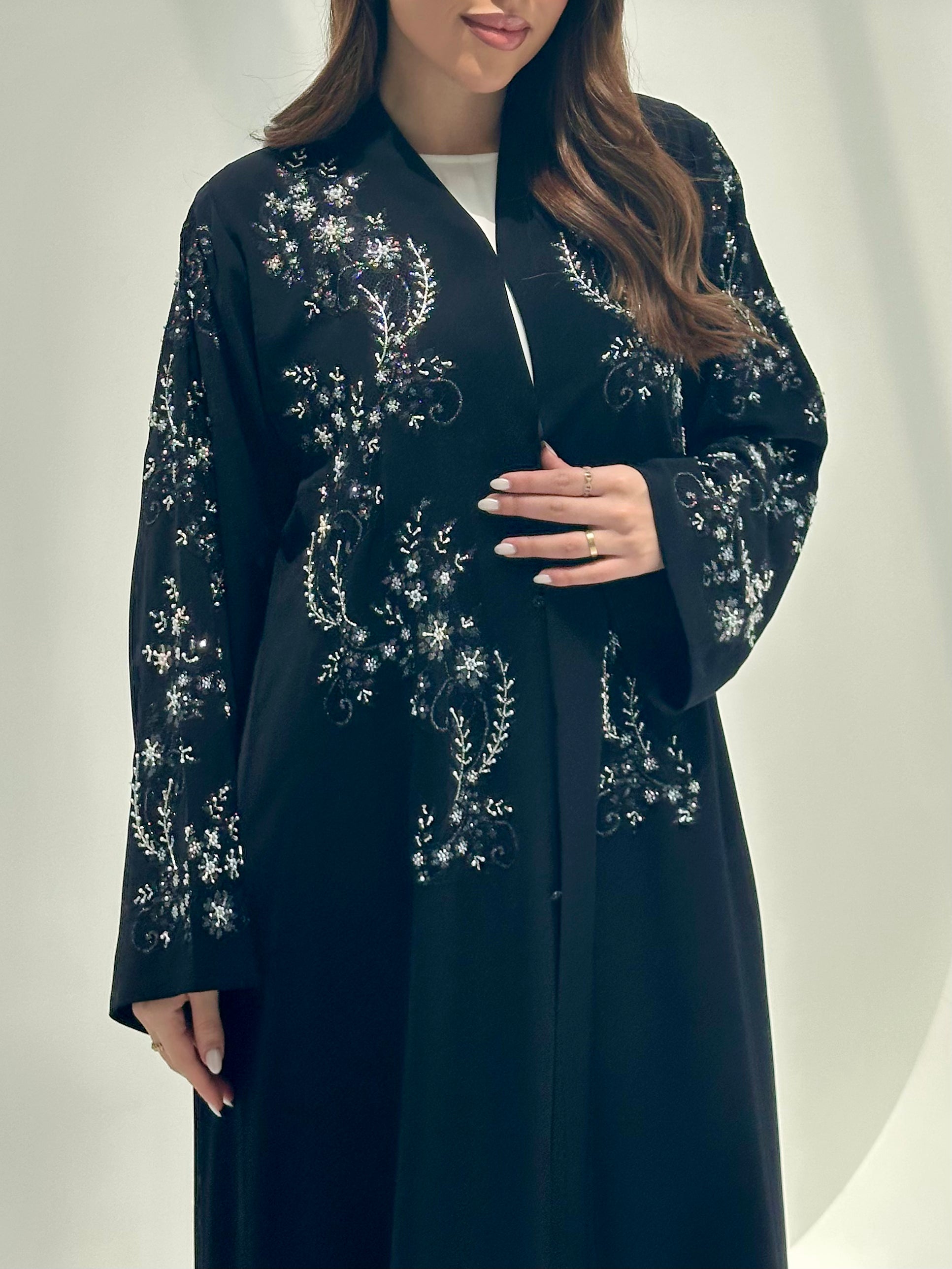 C 2158 Black Beaded Abaya