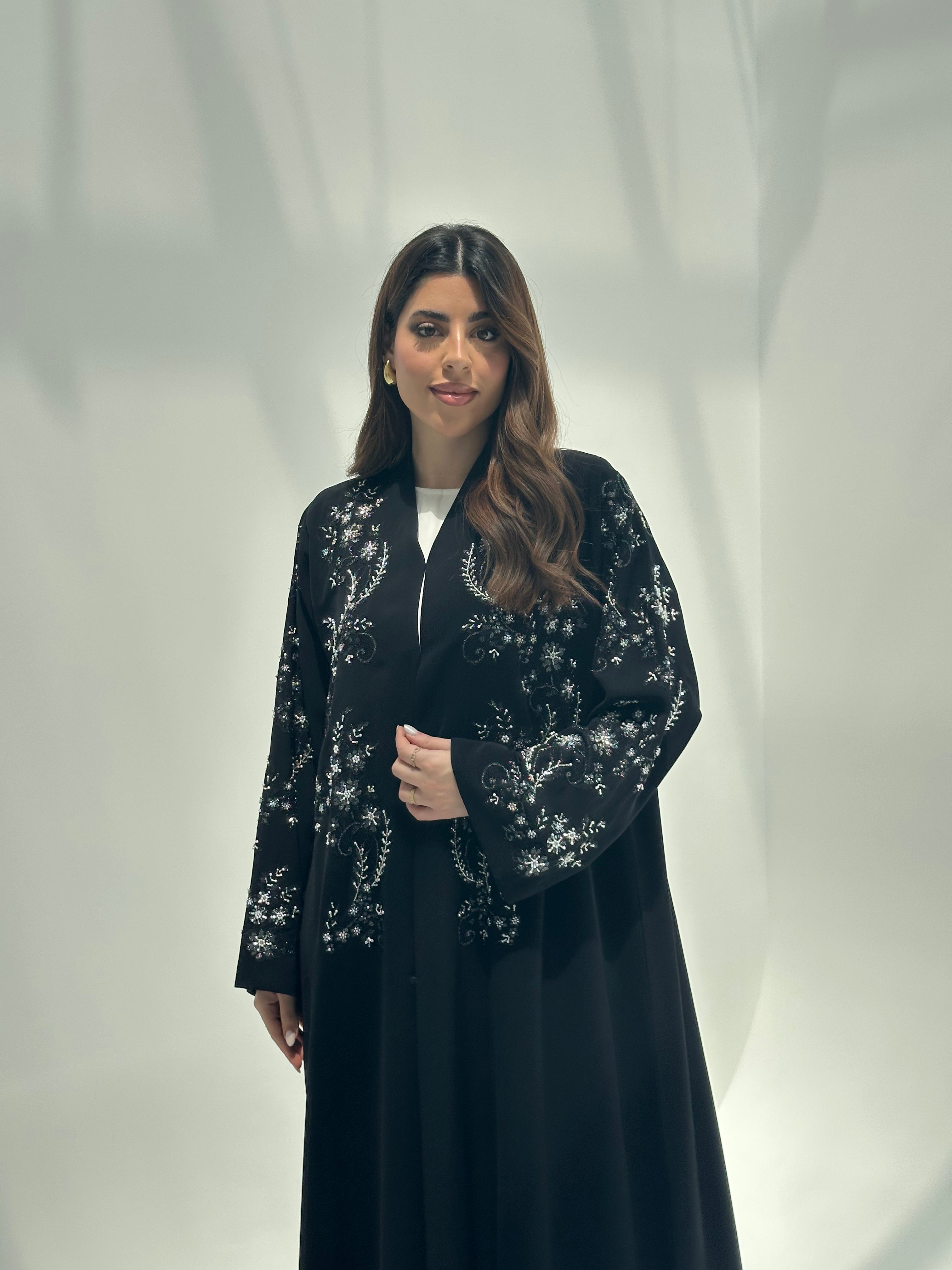 C 2158 Black Beaded Abaya