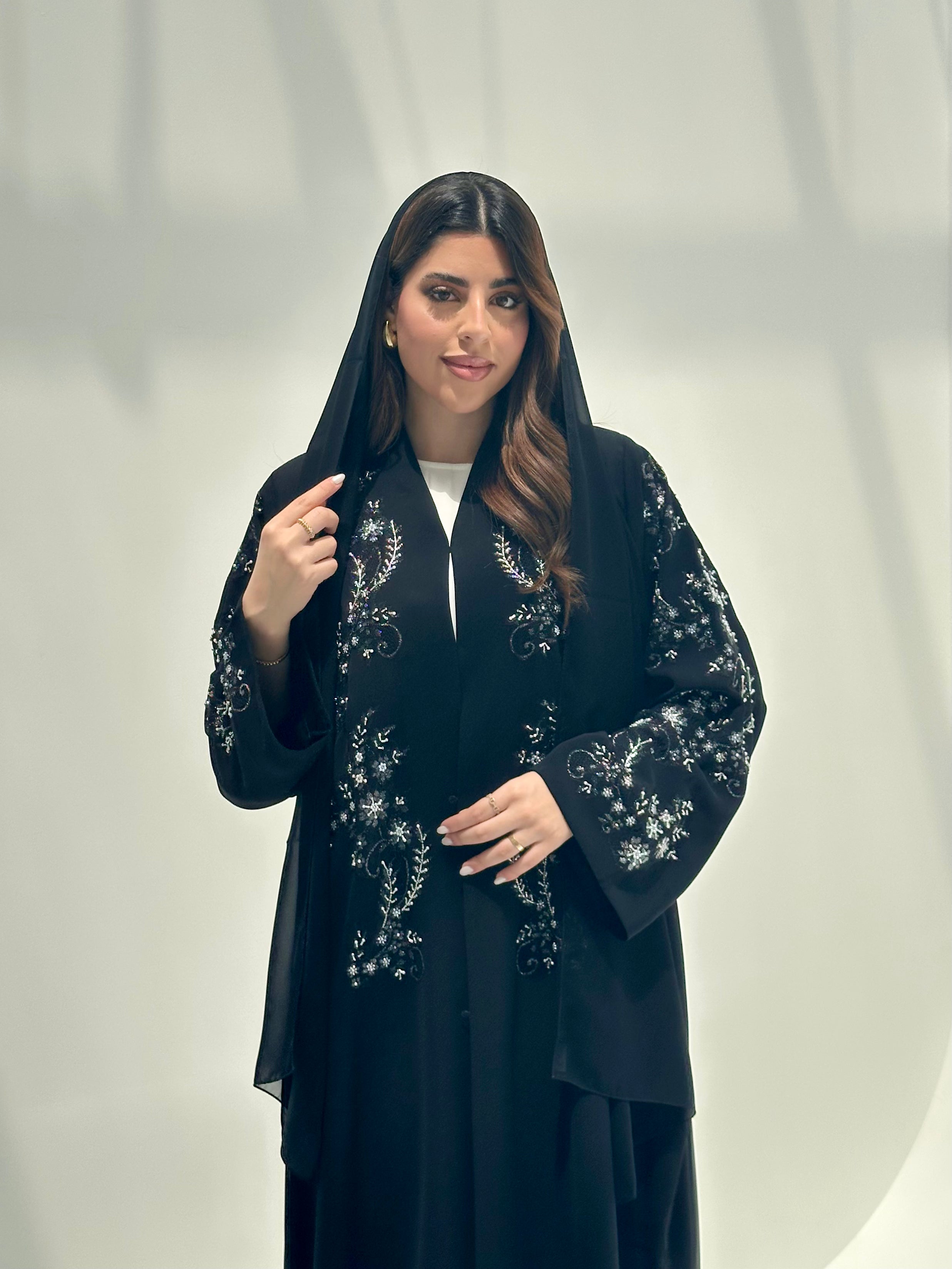 C 2158 Black Beaded Abaya