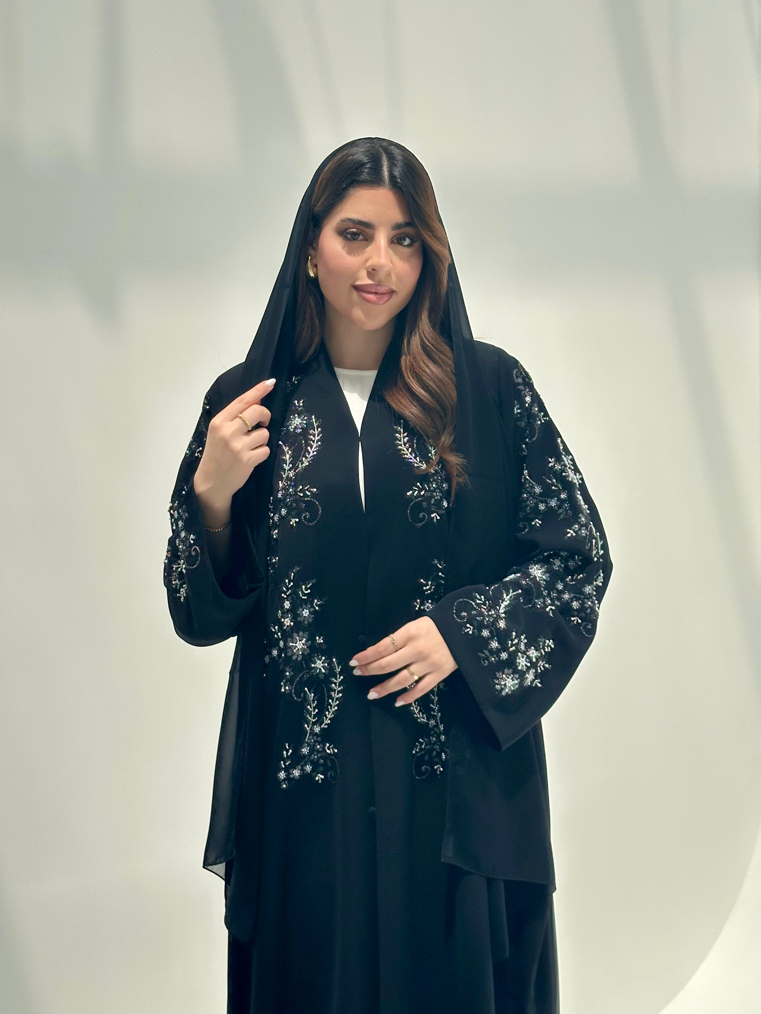C 2158 Black Beaded Abaya