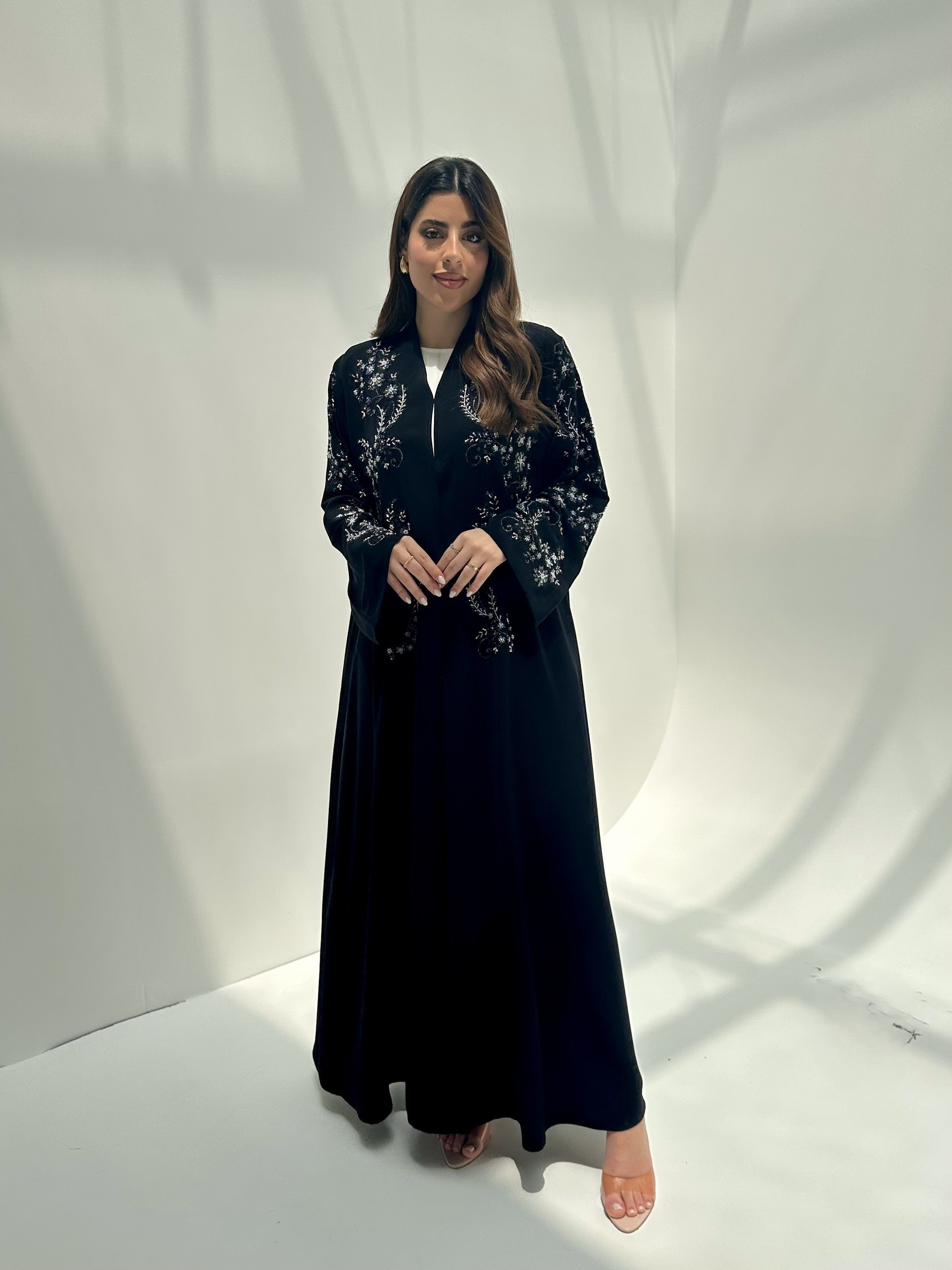 C 2158 Black Beaded Abaya