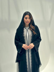 C 2159 Black Crystal Dantel Abaya