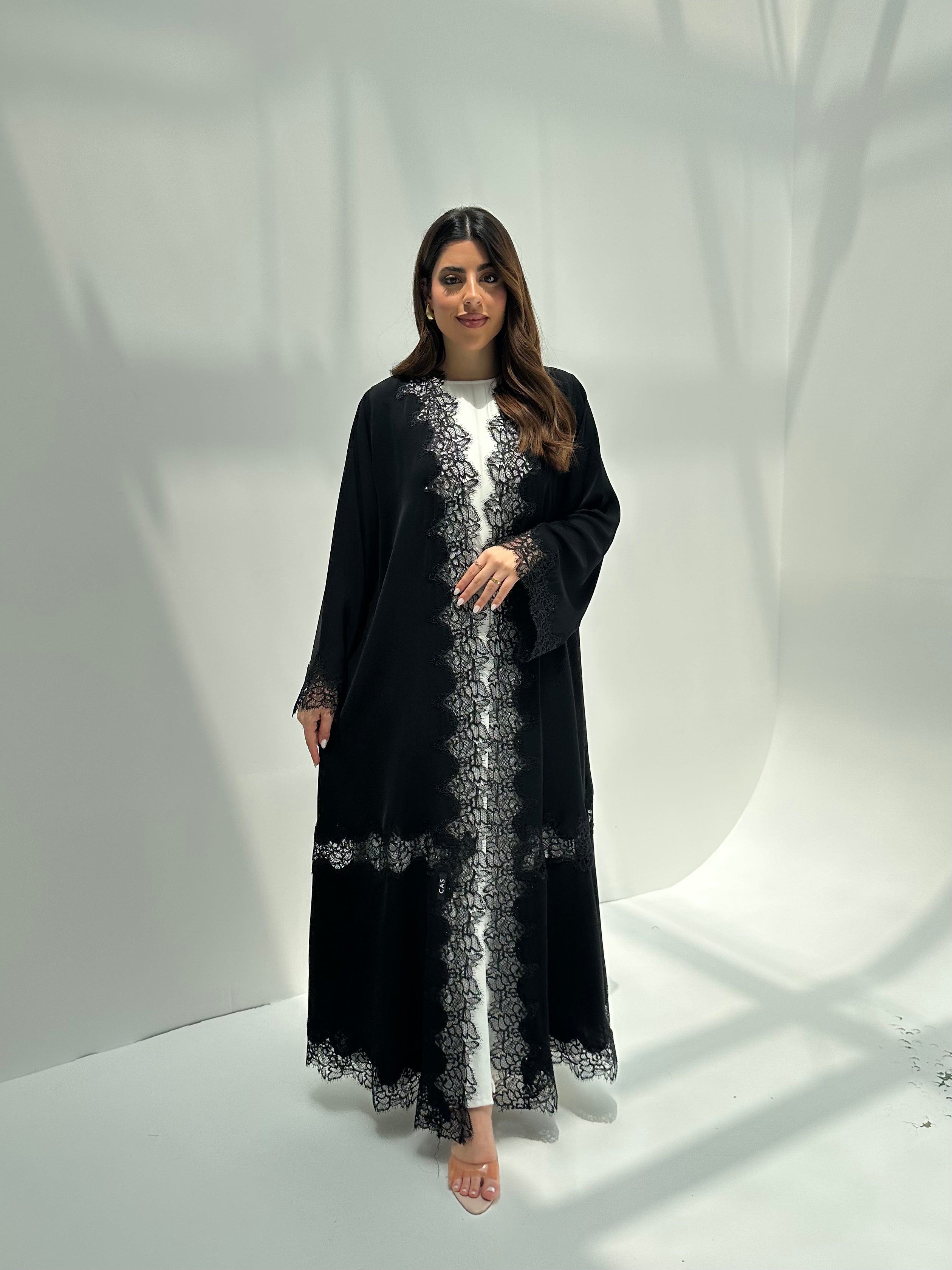 C 2160 Black Crystal Lace Abaya