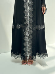 C 2160 Black Crystal Lace Abaya