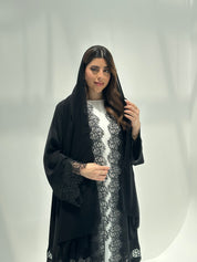 C 2160 Black Crystal Lace Abaya