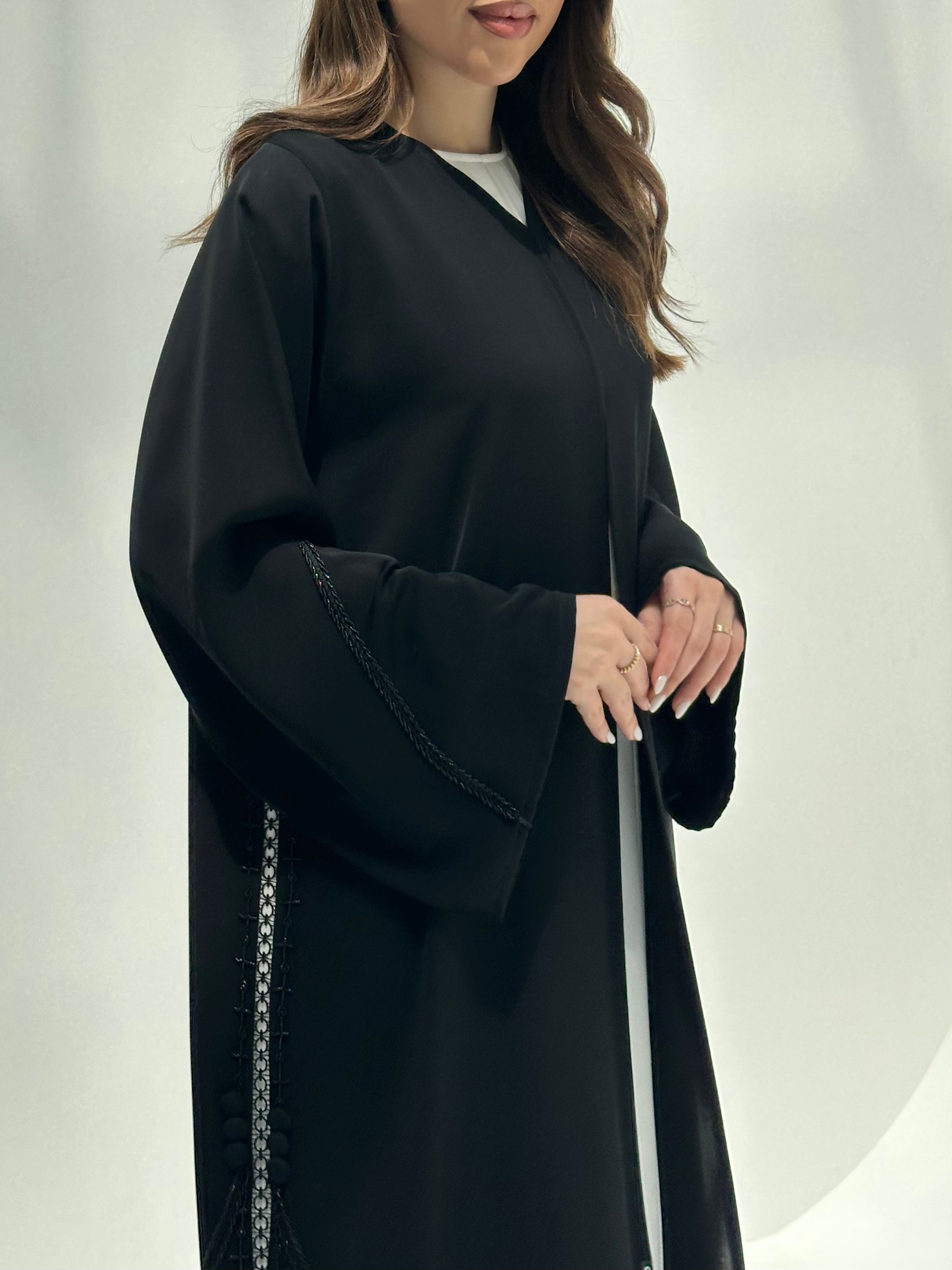 C 2161 Black Beaded Abaya
