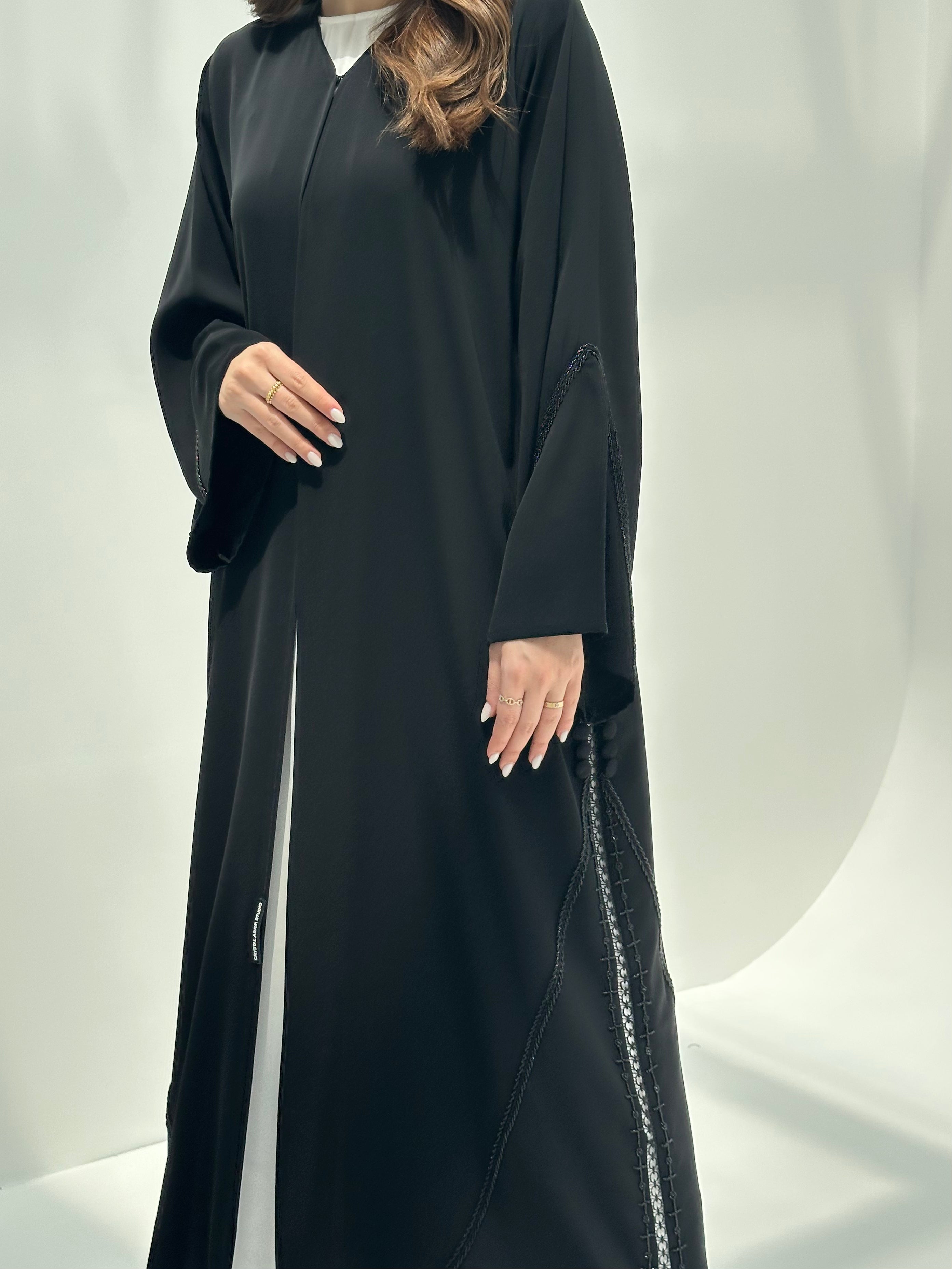 C 2161 Black Beaded Abaya
