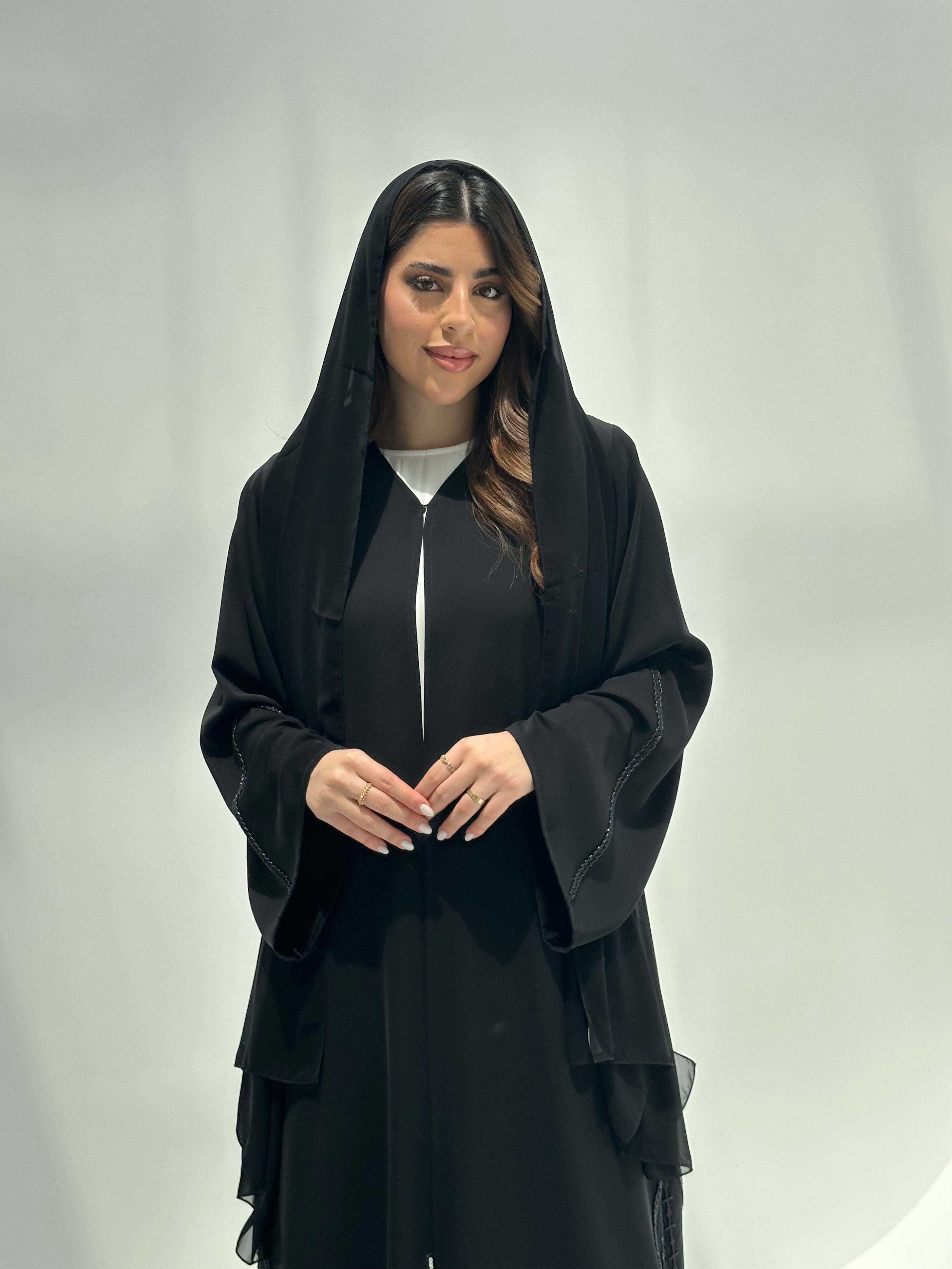 C 2161 Black Beaded Abaya