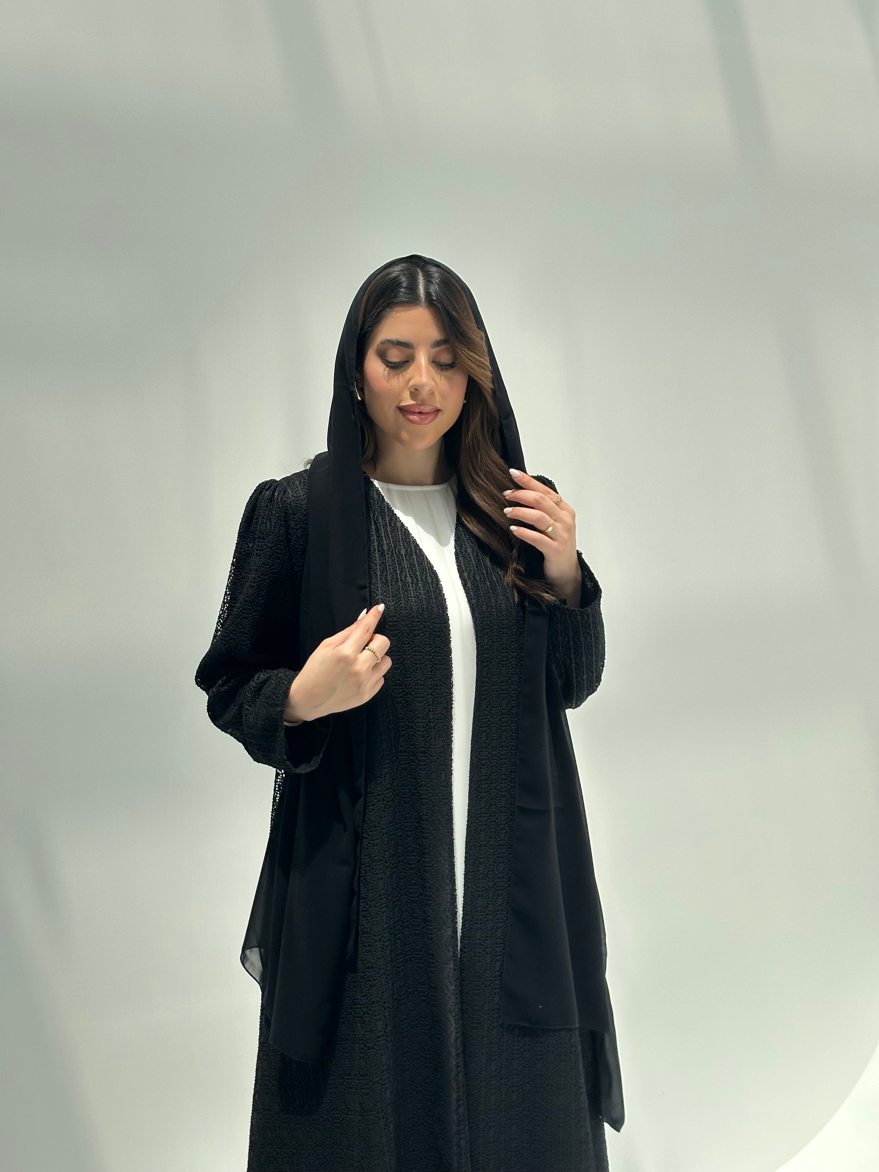 C 2162 Black Dantel Abaya