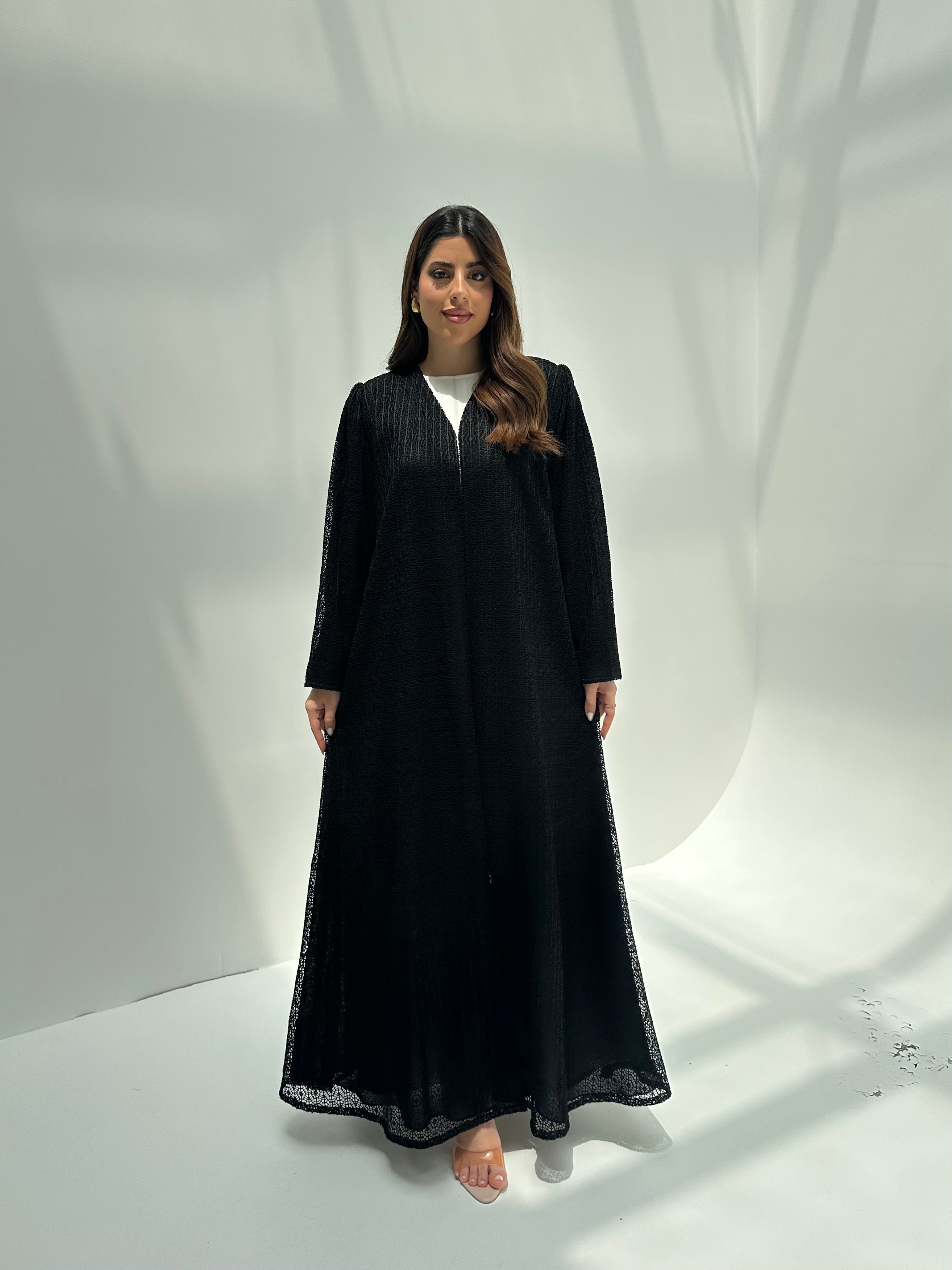 C 2162 Black Dantel Abaya