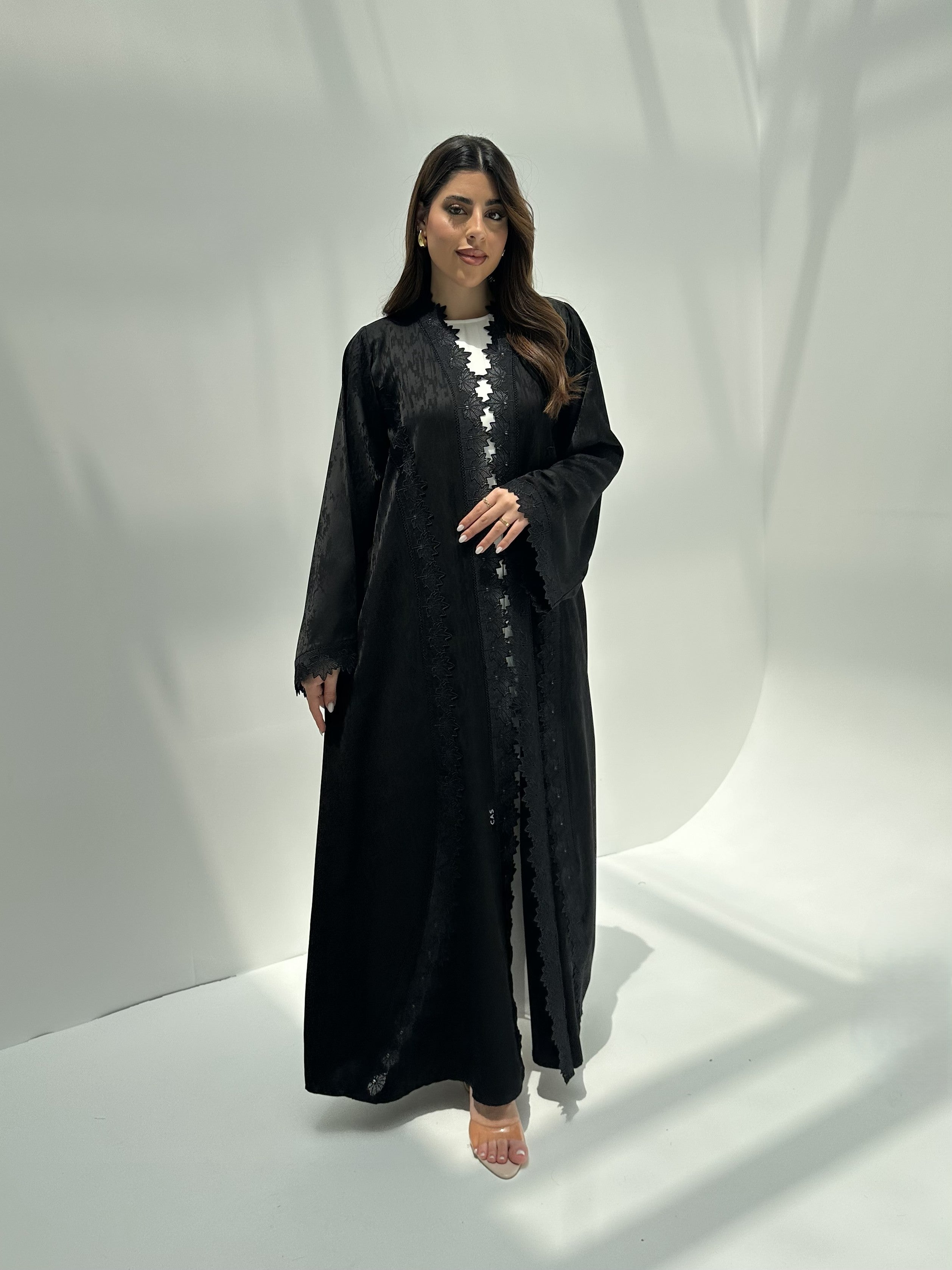 C 2163 Black Lace Abaya