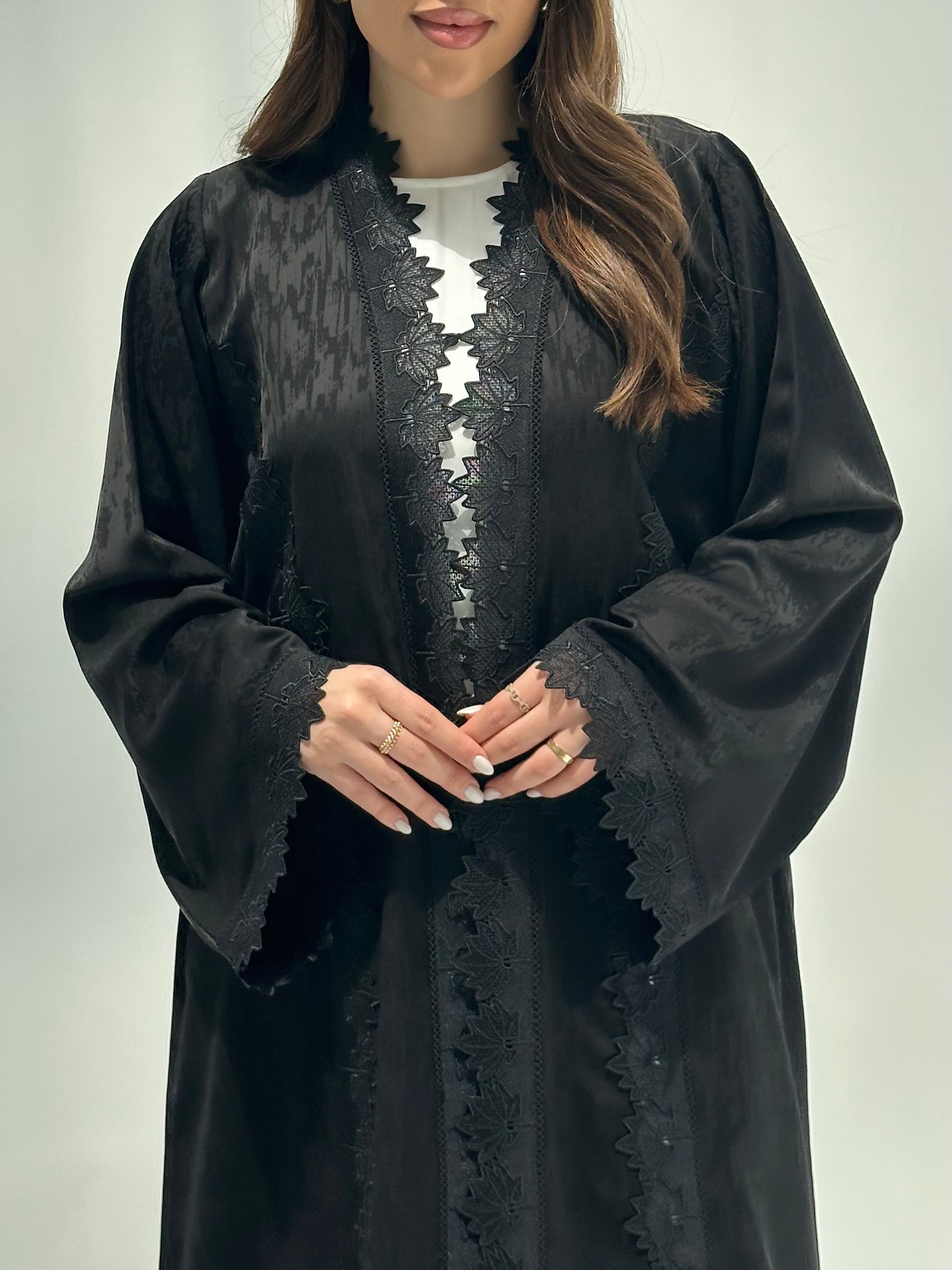 C 2163 Black Lace Abaya